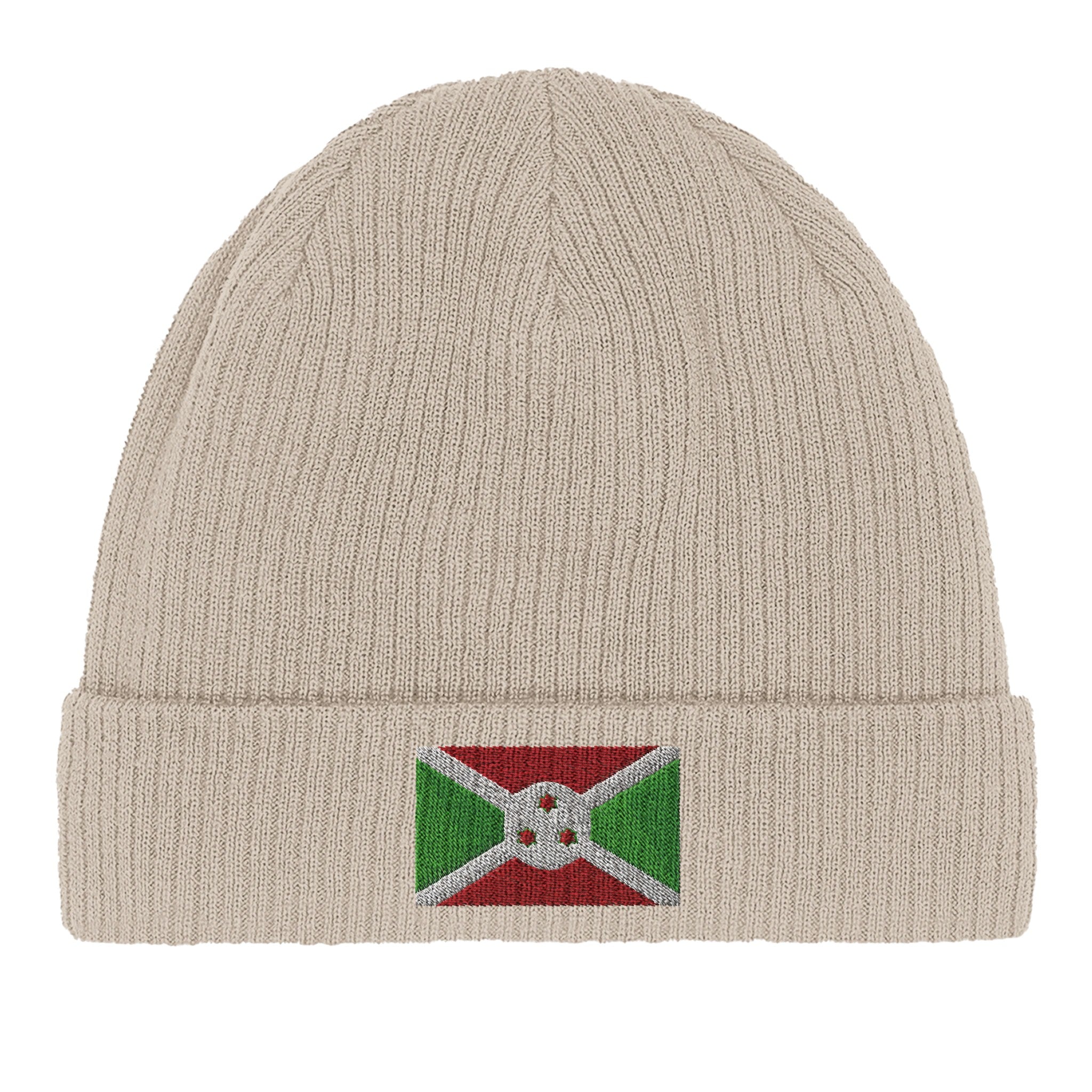 Bonnet en coton biologique avec le drapeau du Burundi, léger et confortable, parfait pour toutes les saisons.