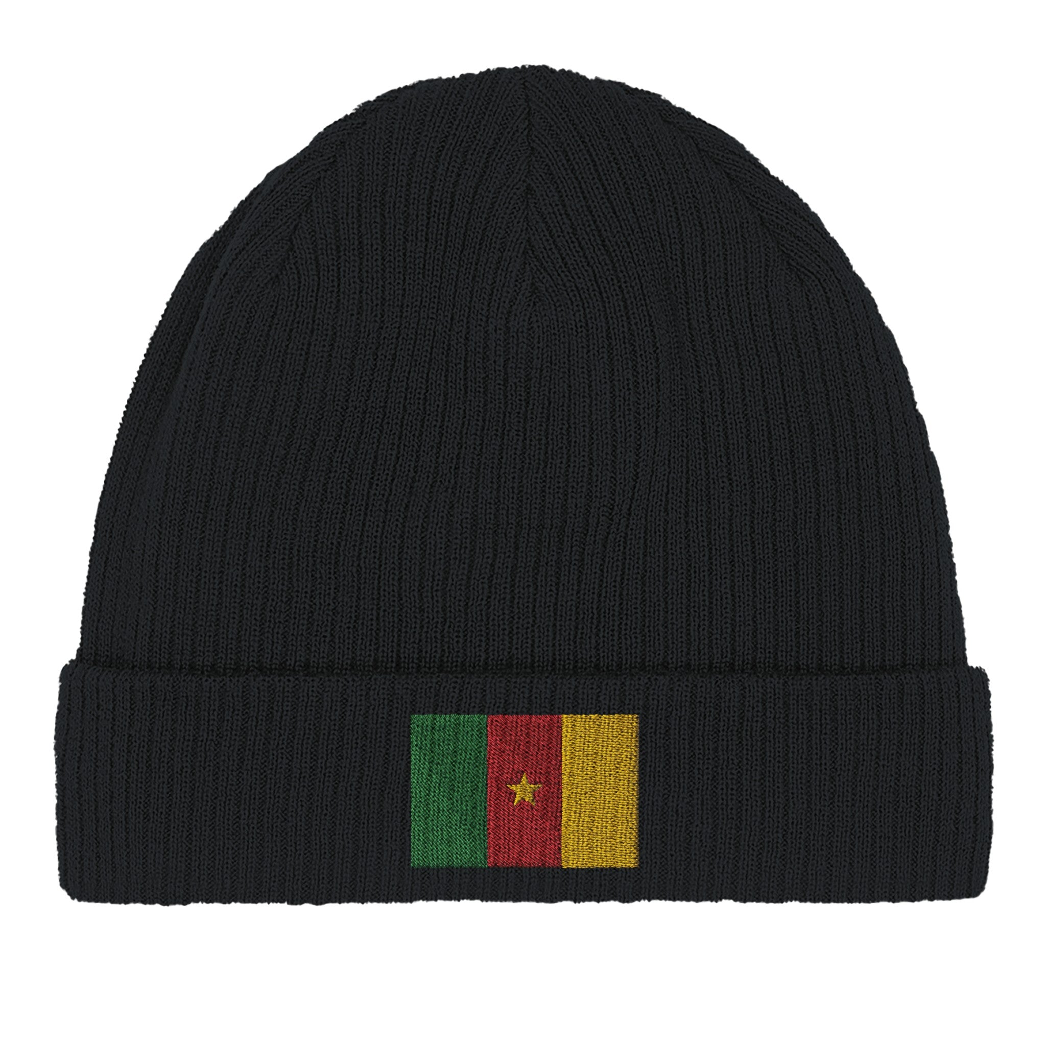 Bonnet en coton biologique avec le drapeau du Cameroun, léger et confortable, parfait pour toutes les saisons.