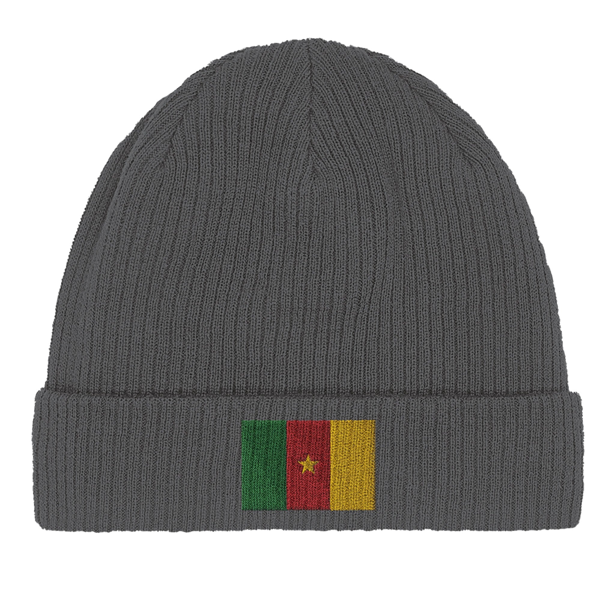 Bonnet en coton biologique avec le drapeau du Cameroun, léger et confortable, parfait pour toutes les saisons.