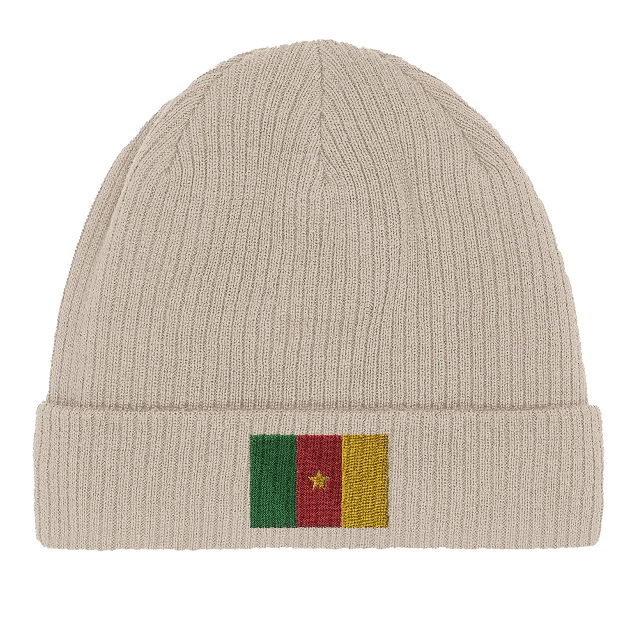 Bonnet en coton biologique avec le drapeau du Cameroun, léger et confortable, parfait pour toutes les saisons.