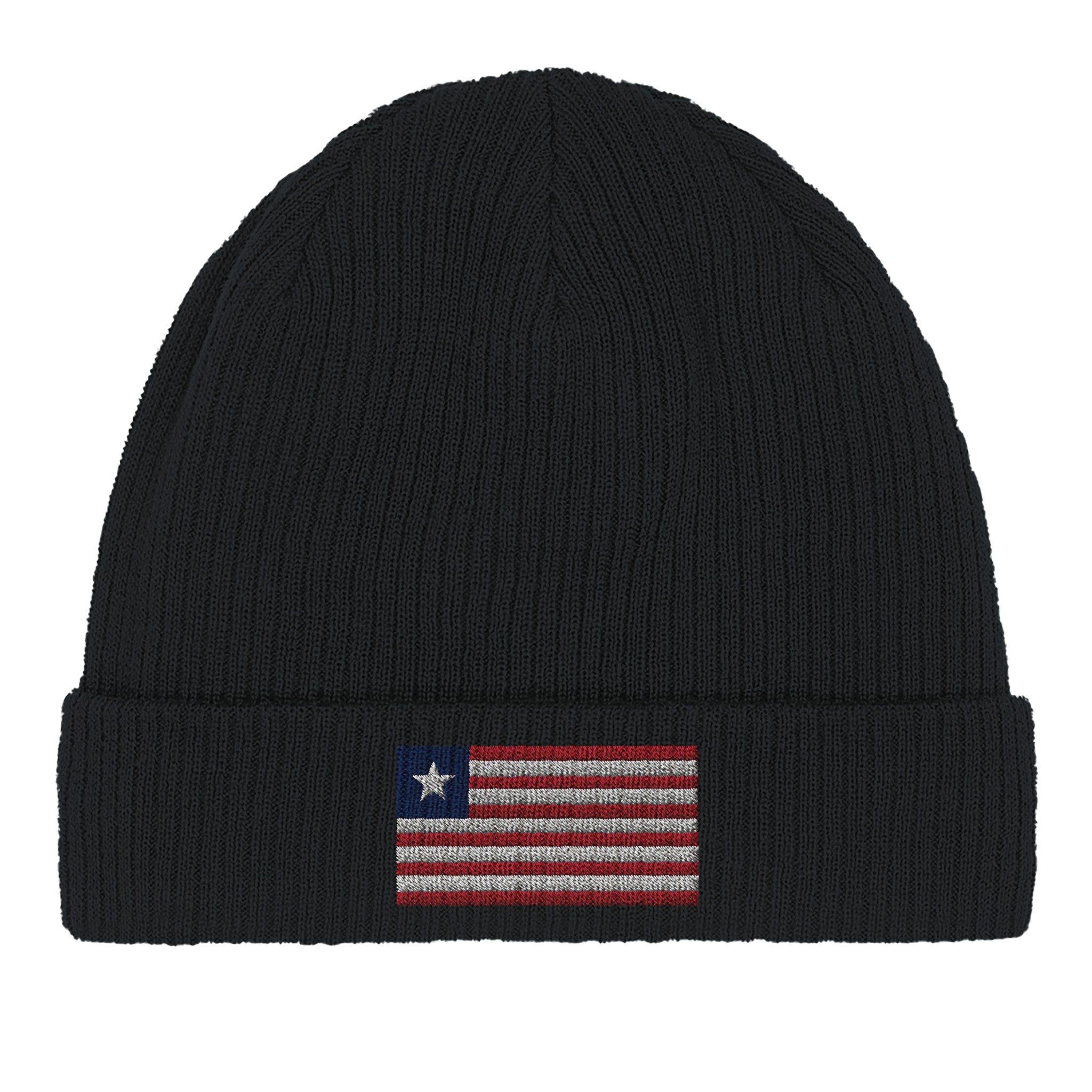 Bonnet en coton biologique avec le drapeau du Liberia, doux et léger, parfait pour un style décontracté.