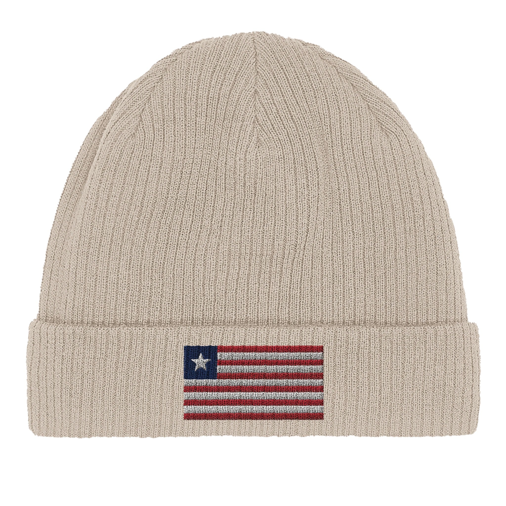 Bonnet en coton biologique avec le drapeau du Liberia, doux et léger, parfait pour un style décontracté.