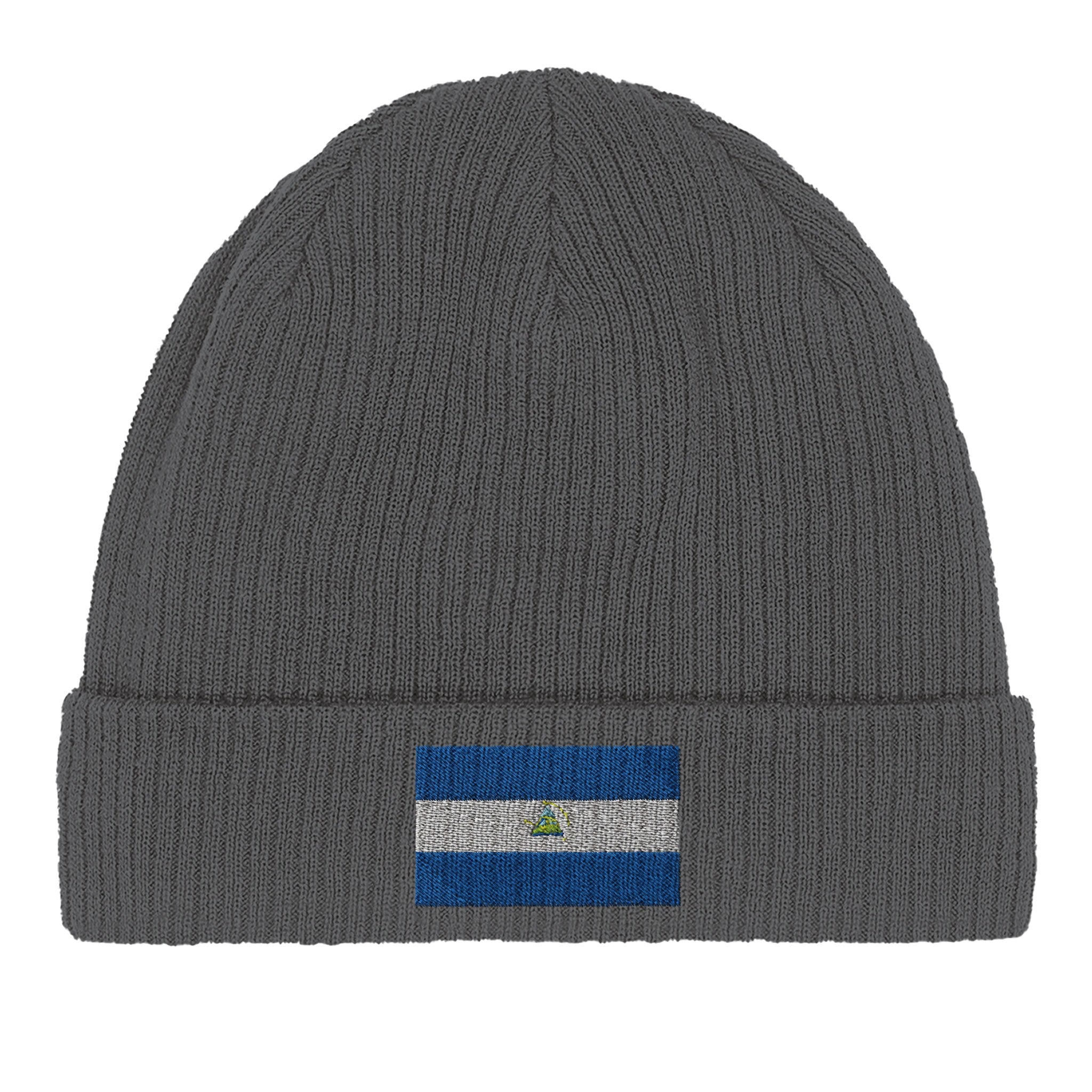 Bonnet en coton biologique avec le drapeau du Nicaragua, léger et confortable, idéal pour toutes les saisons.