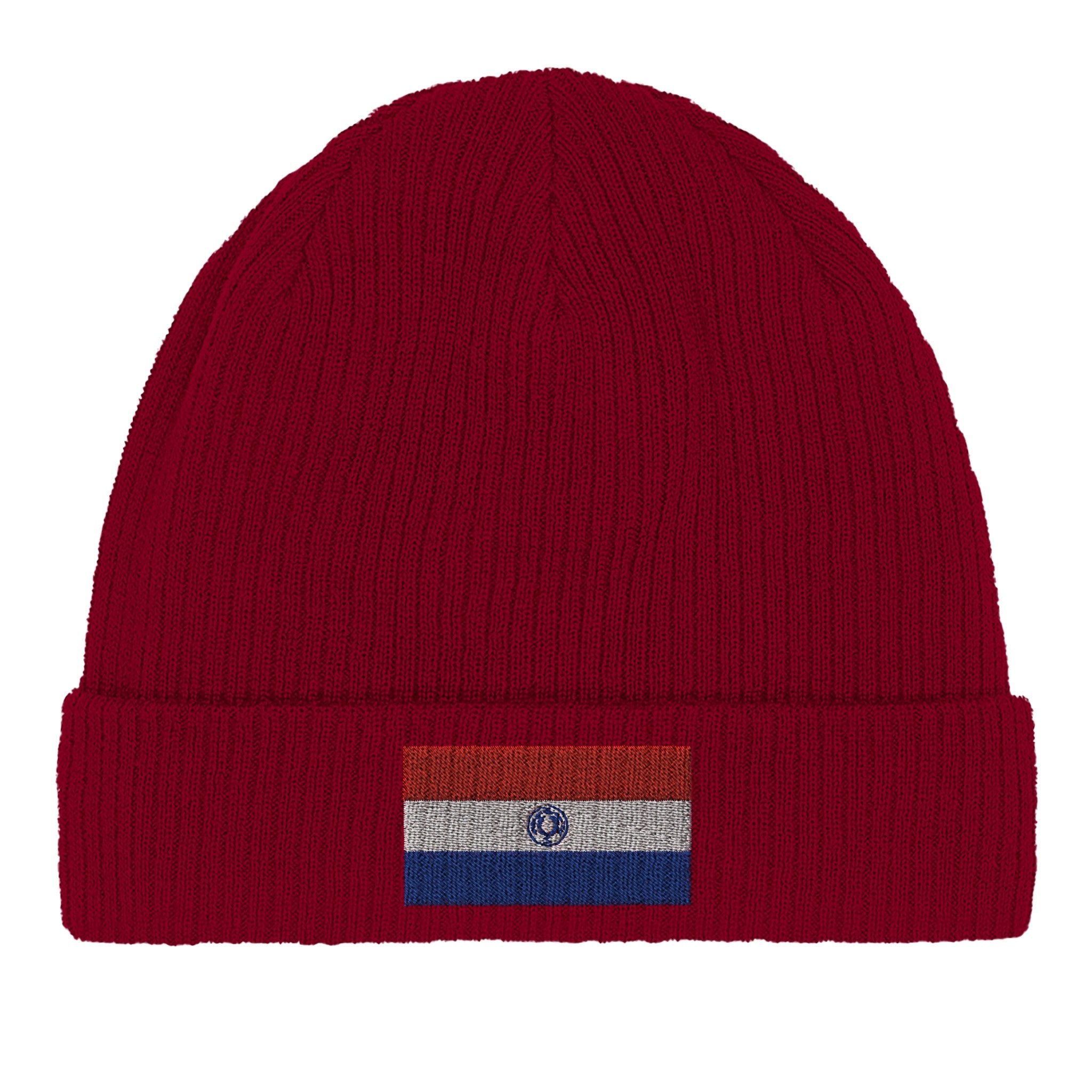 Bonnet en coton biologique Drapeau du Paraguay, doux et léger, parfait pour un style décontracté et respectueux de l'environnement.