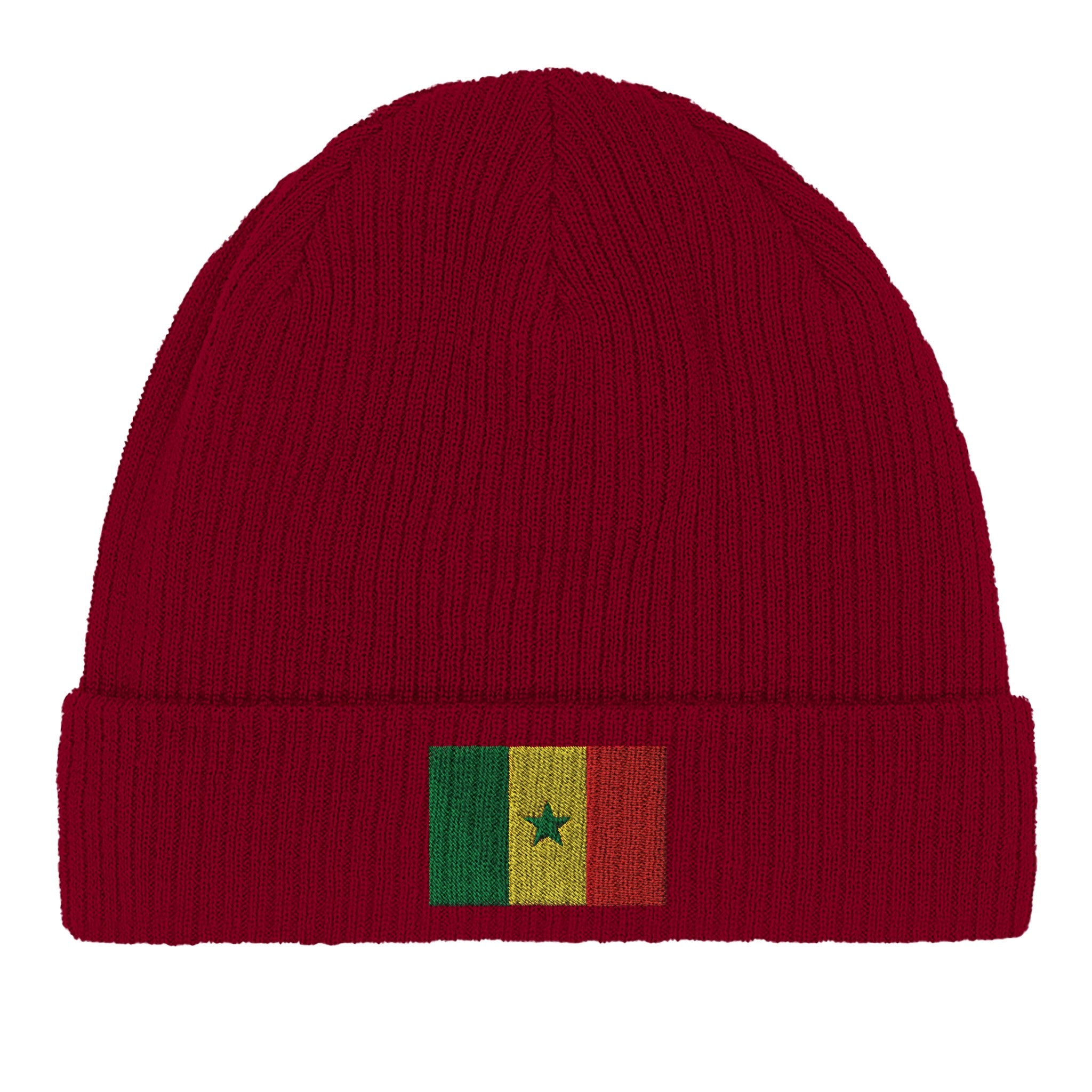 Bonnet en coton Drapeau du Sénégal, fabriqué en coton biologique, léger et respirant, idéal pour un style éco-responsable.