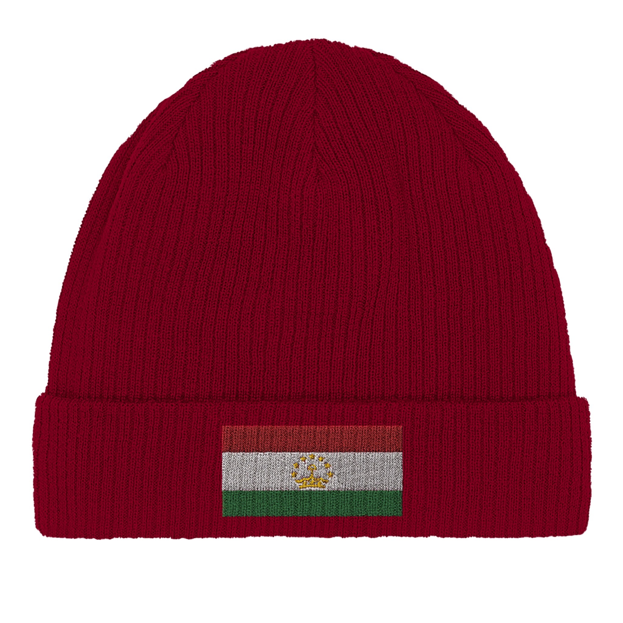 Bonnet en coton biologique avec le drapeau du Tadjikistan, léger et confortable, parfait pour un usage intérieur et extérieur.