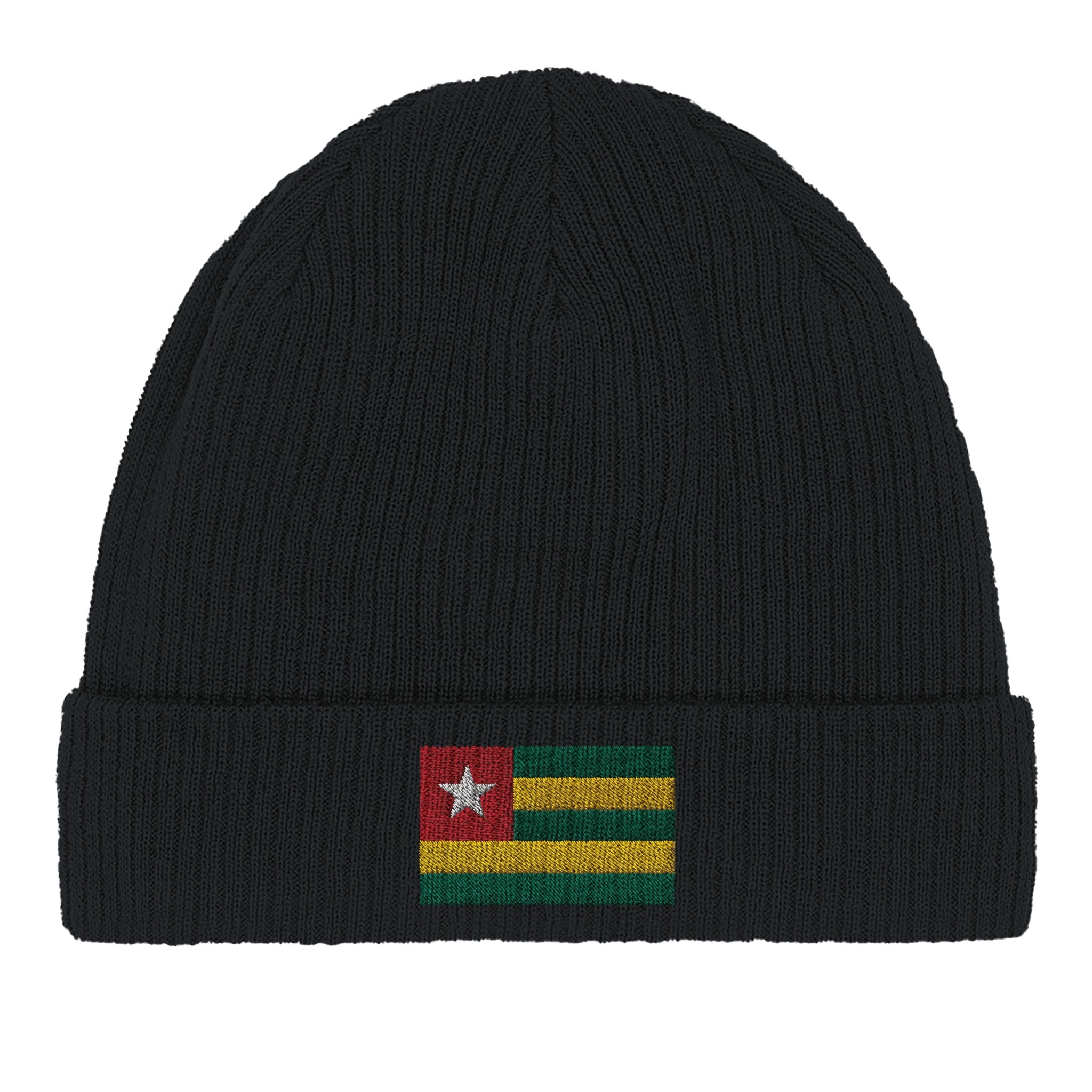 Bonnet en coton biologique avec le drapeau du Togo, doux et confortable, idéal pour toutes les saisons.