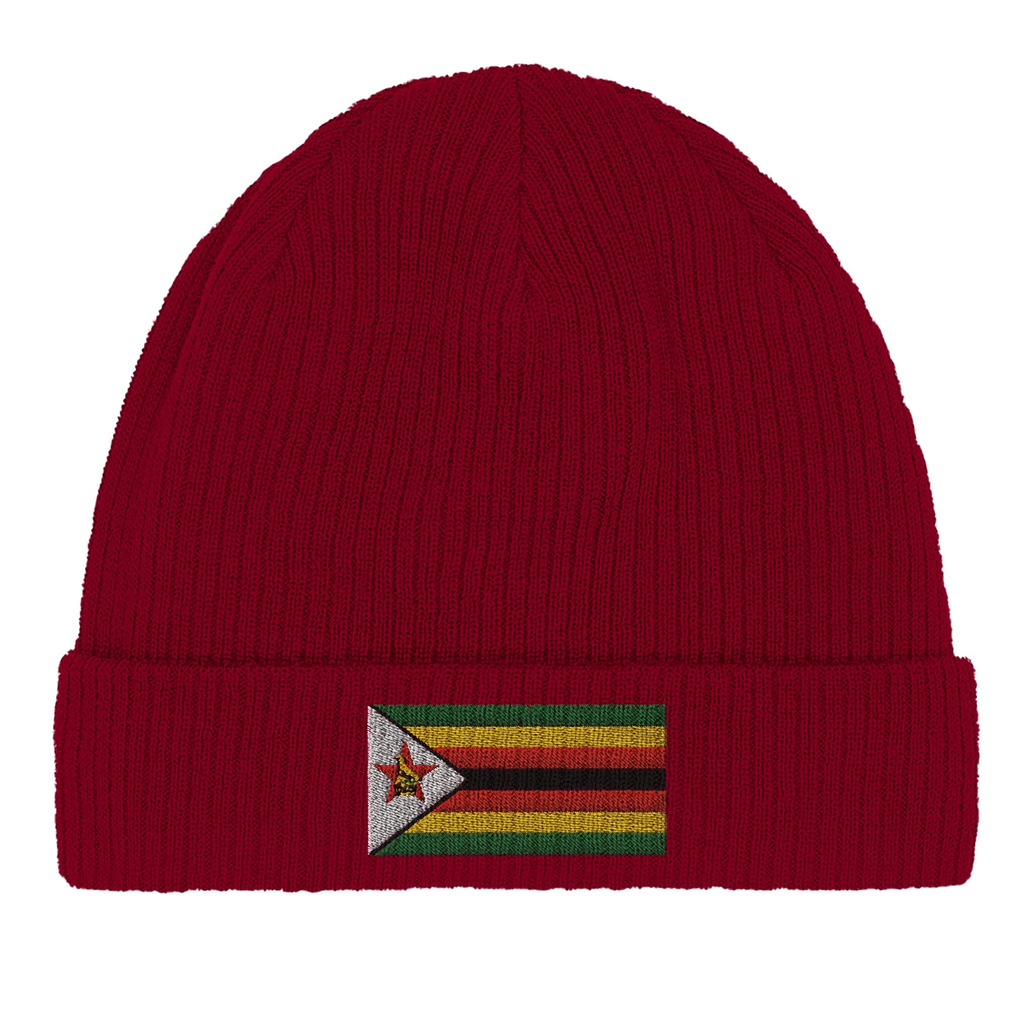 Bonnet en coton biologique avec le drapeau du Zimbabwe, léger et confortable, parfait pour toutes les saisons.