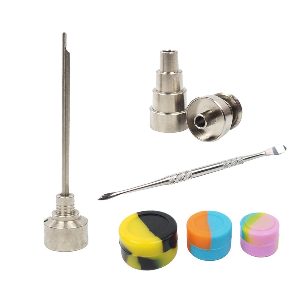 Bong Smoking Tool Set featuring titanium nails and silicone jars, perfect for smoking enthusiasts.