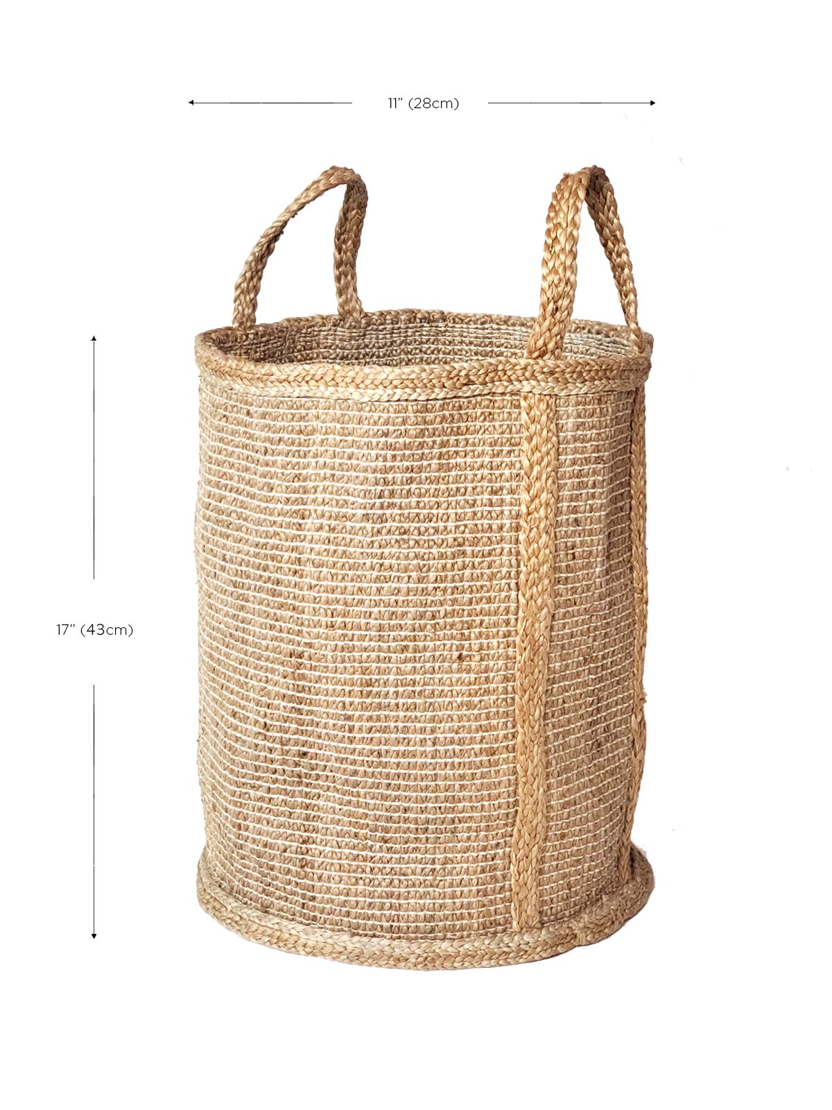 Bono Hamper in natural color, made from braided jute, showcasing its spacious design and unique handcrafted details.