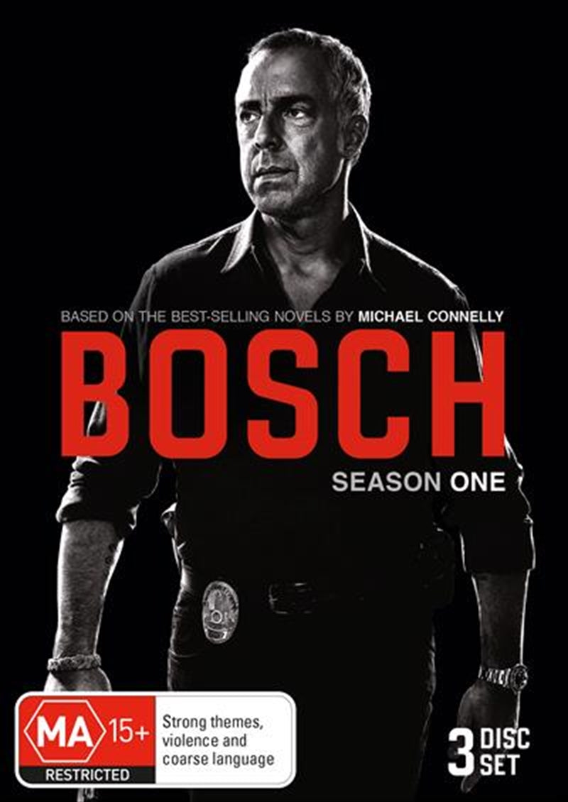 Bosch - Season 1 DVD cover featuring LAPD detective Harry Bosch in a dramatic pose.