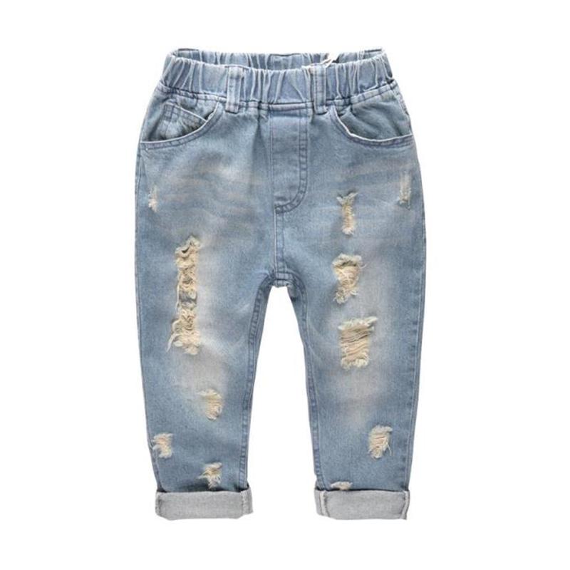 Boys denim jeans with elastic waist, mid-calf length, perfect for kids' casual wear in spring and autumn.