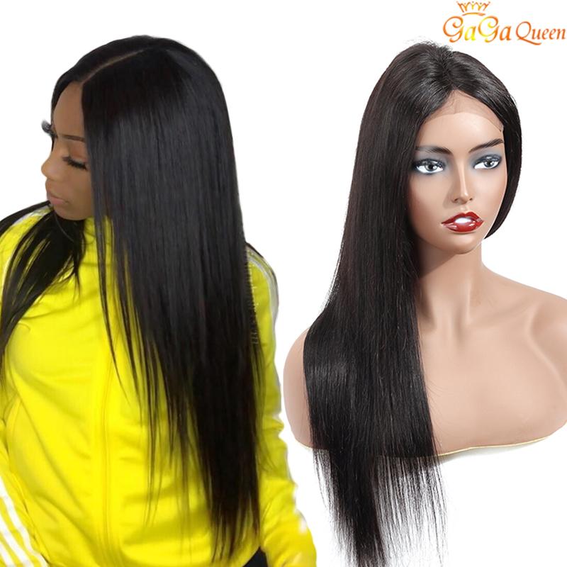 Brazilian Straight Human Hair Wig with 4X4 Lace Closure, showcasing its soft texture and natural color.