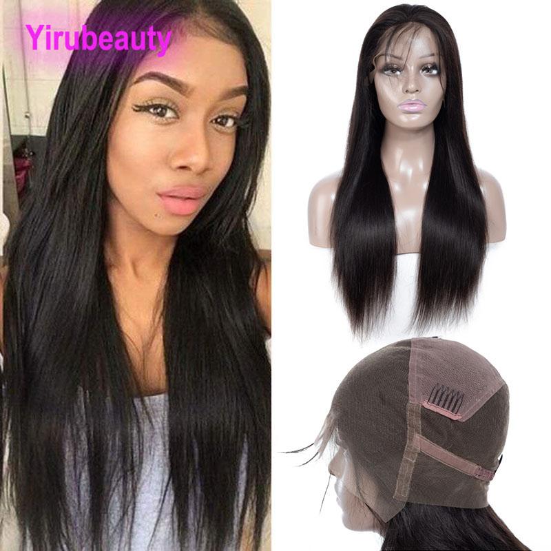 Brazilian Unprocessed Human Hair 9A Full Lace Wig with 210% density, showcasing silky straight texture and natural color.