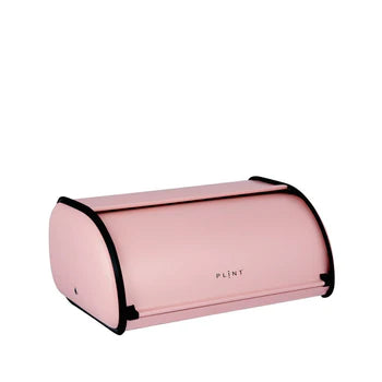 Stylish metal breadbox with ventilation holes for freshness, measuring 15 cm high, 34 cm long, and 24 cm deep.