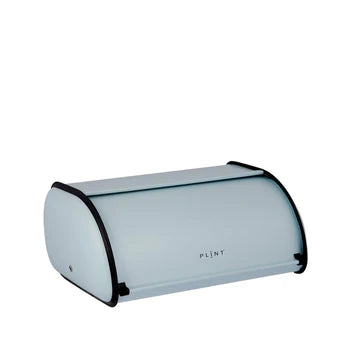 Stylish metal breadbox with ventilation holes for freshness, measuring 15 cm high, 34 cm long, and 24 cm deep.