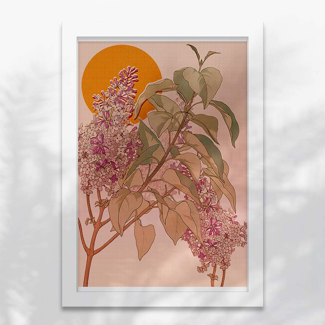 Breathe Art Print featuring vintage floral design with text option, available in A4 and A3 sizes.