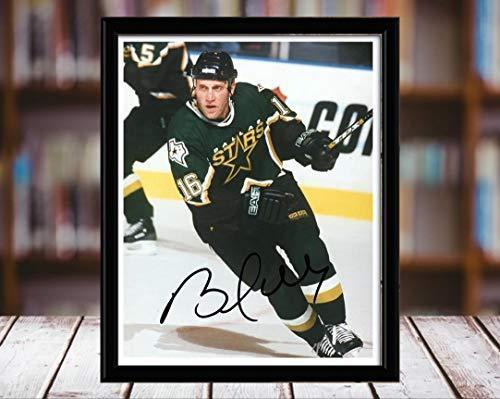 Framed Brett Hull Autograph Replica Print in black metal frame, showcasing a vibrant image of the hockey legend.