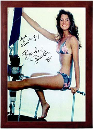 Brooke Shields Autograph Replica Super Print, 12x18 inches, framed in black, showcasing vibrant colors and printed signature.