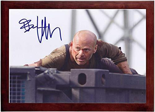 Bruce Willis Autograph Replica Super Print, 12x18 inches, framed in black, showcasing a printed signature.