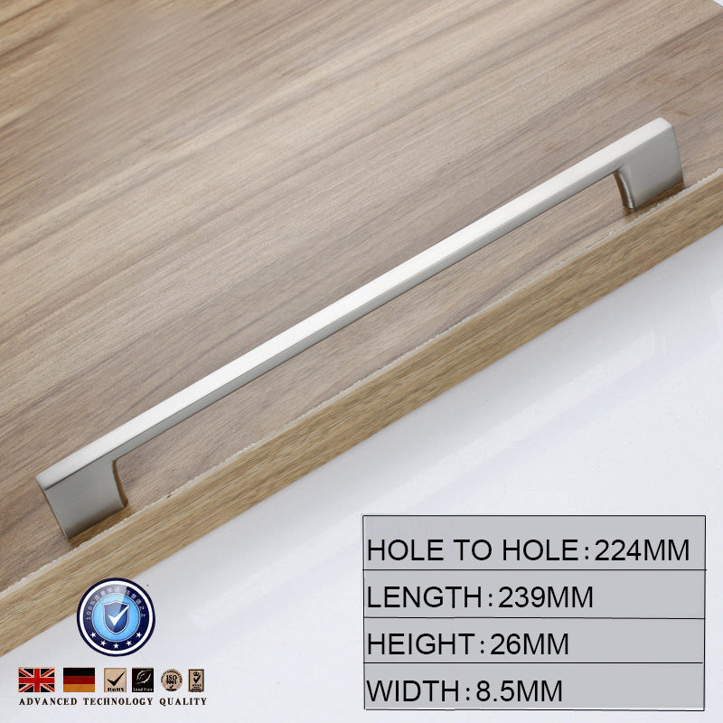 Brushed nickel kitchen cabinet drawer handle pulls with a modern design, featuring a laser edging detail and stainless steel finish.