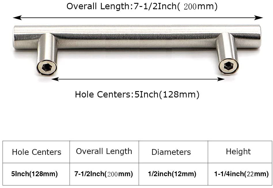 Brushed stainless steel cabinet drawer handle pulls, 128MM, showcasing modern design and sleek finish.