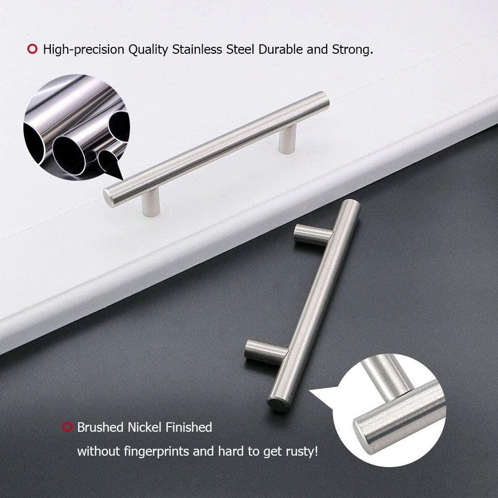 Brushed stainless steel cabinet drawer handle pulls, 128MM, showcasing modern design and sleek finish.