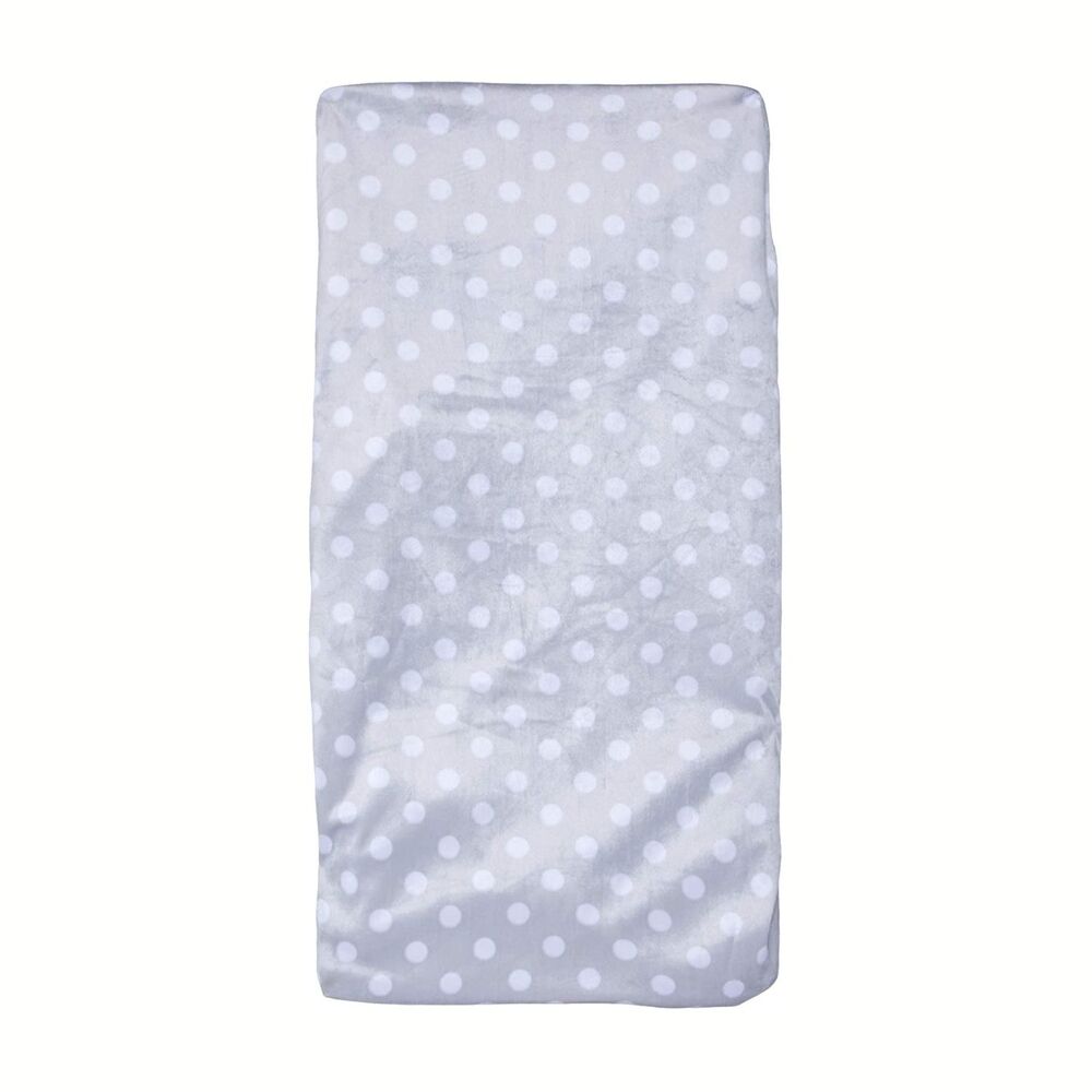 Bubba Blue Grey Polka Dots Change Mat Cover featuring soft cotton jersey material with playful polka dot design.