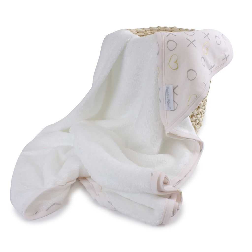 Bubba Blue Silver Mist Bamboo Hooded Towel featuring a soft grey marle design with a lined hood, perfect for wrapping babies after bath time.