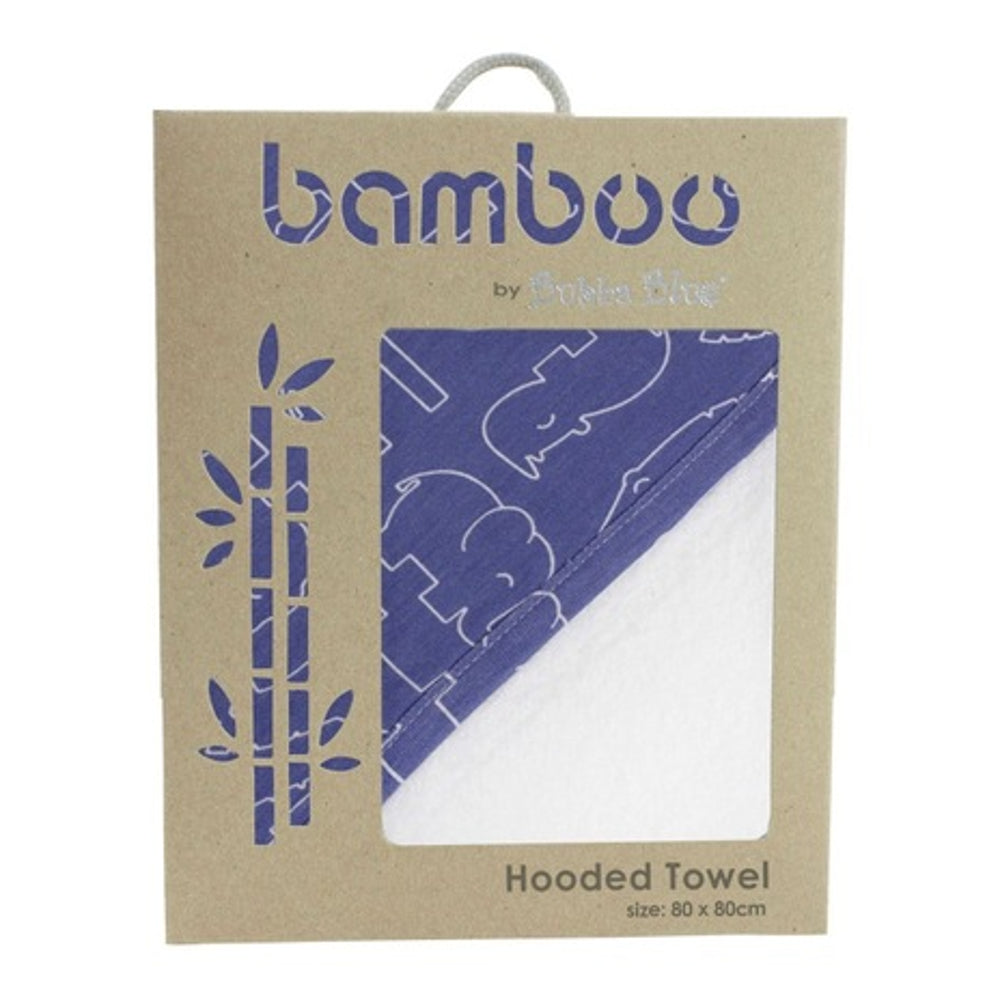 Bubba Blue Silver Mist Bamboo Hooded Towel featuring a soft grey marle design with a lined hood, perfect for wrapping babies after bath time.