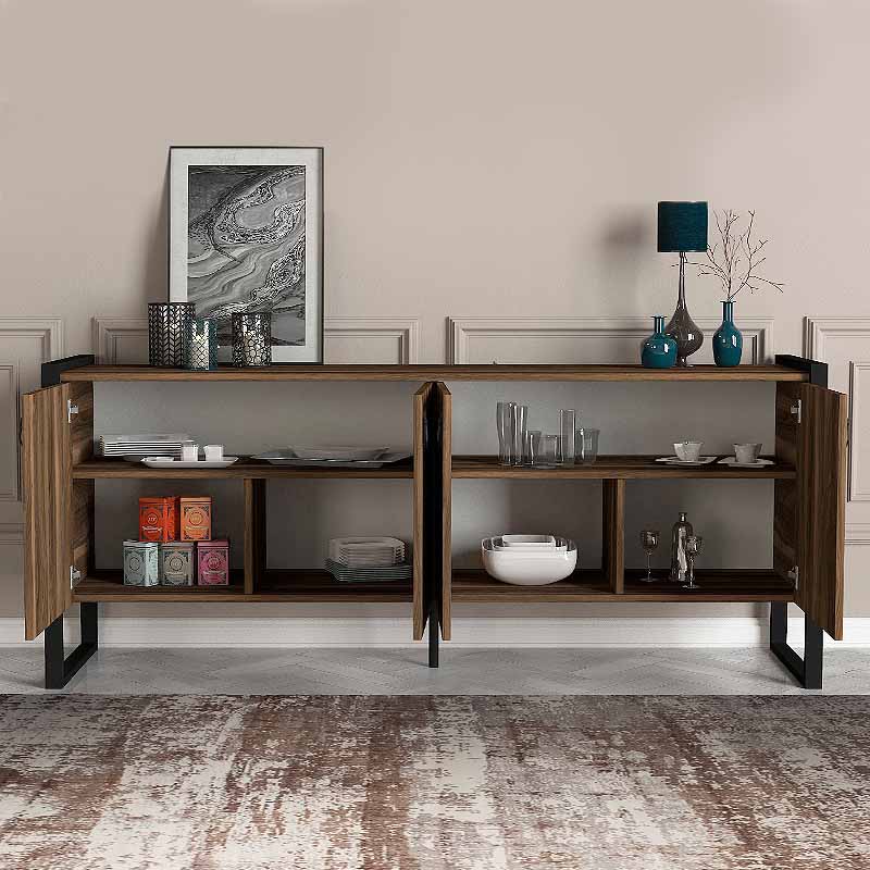 Buffet ARCADIA in walnut finish, showcasing its elegant design and spacious storage capabilities.