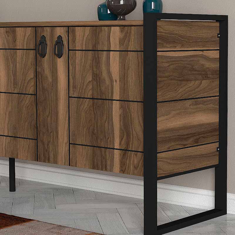 Buffet ARCADIA in walnut finish, showcasing its elegant design and spacious storage capabilities.