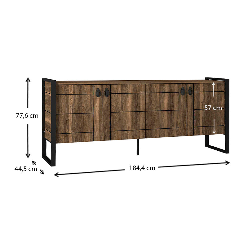 Buffet ARCADIA in walnut finish, showcasing its elegant design and spacious storage capabilities.