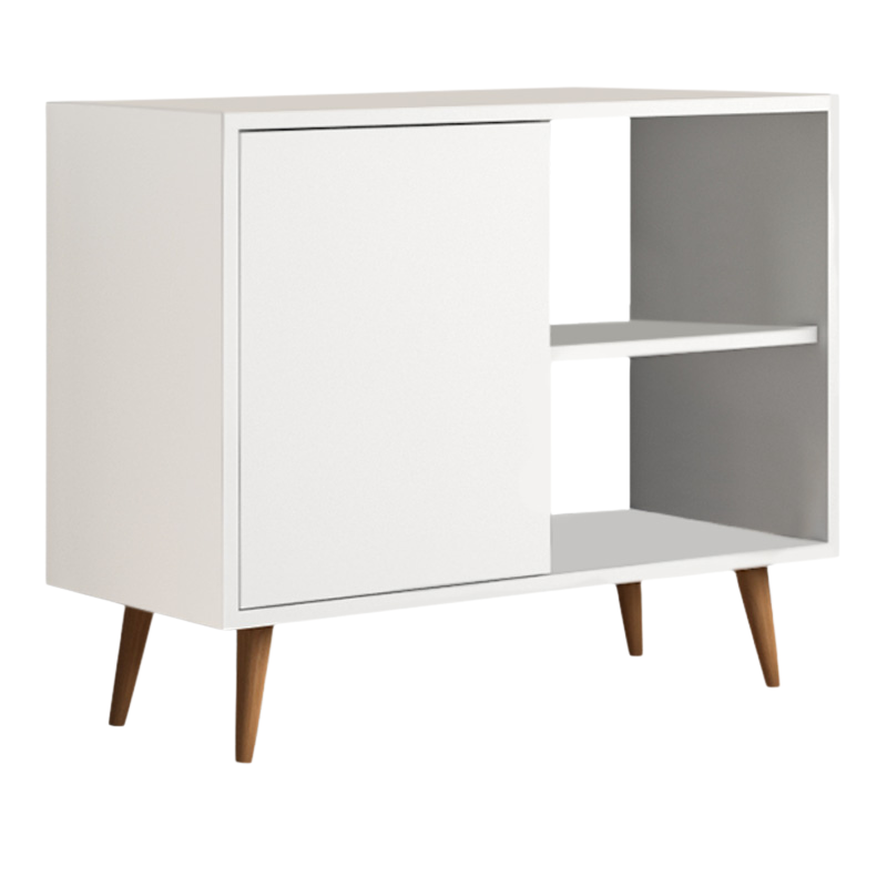 Buffet CAMBIA in white, featuring a sleek design and internal shelf for storage, measuring 80x35x66 cm.