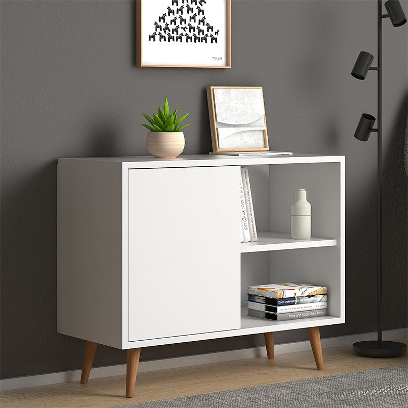 Buffet CAMBIA in white, featuring a sleek design and internal shelf for storage, measuring 80x35x66 cm.