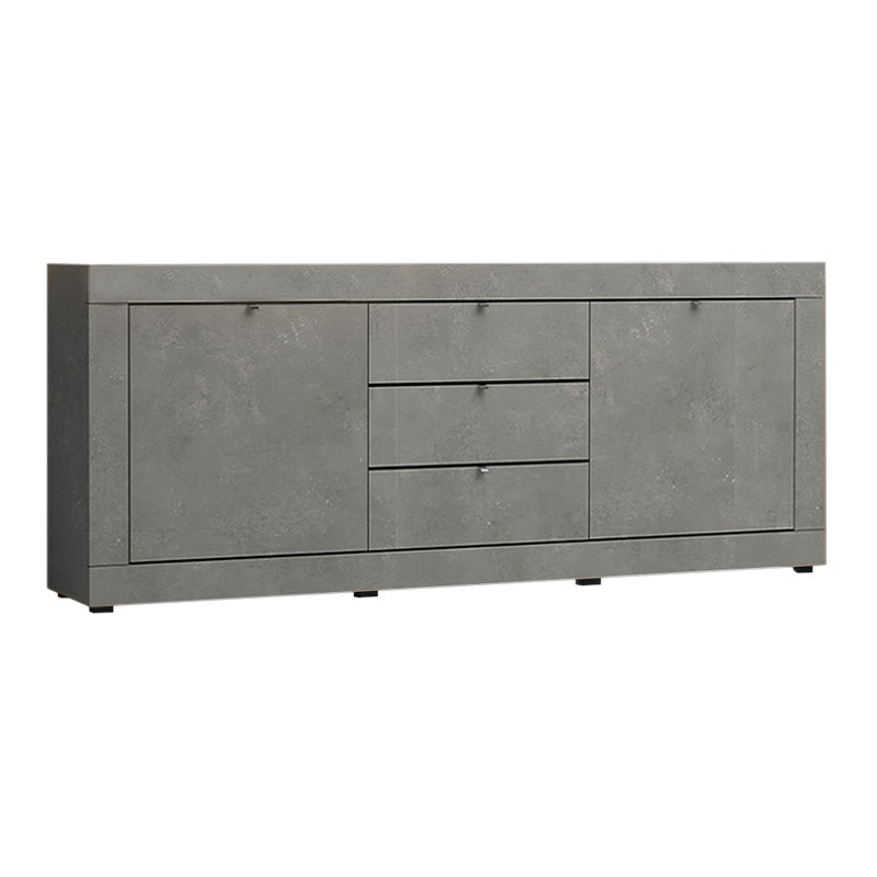 Buffet CLAUDIUS in anthracite color, featuring two cabinets and three drawers, made of durable melamine.