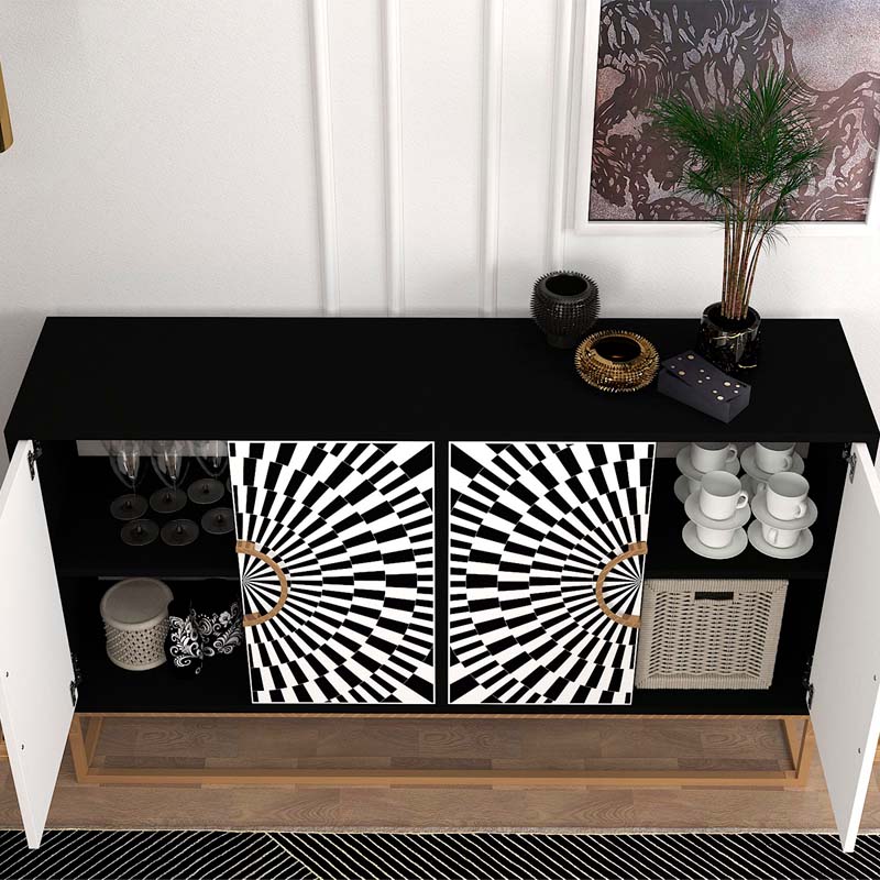 Buffet MIRAGE in black and white, featuring a modern design with sleek lines and durable construction, perfect for stylish storage.