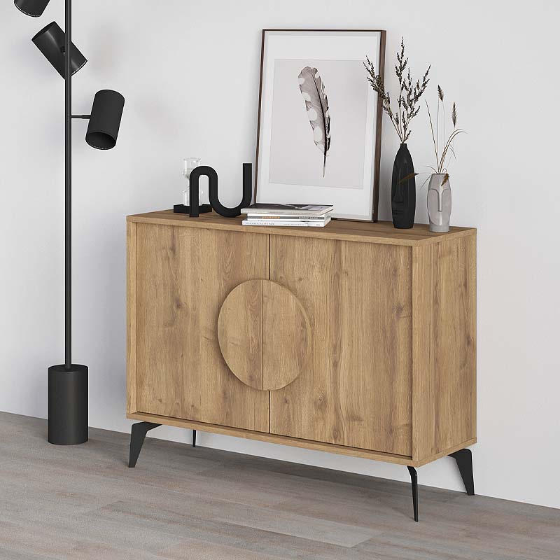 Buffet PARIS in light brown, featuring a sleek design with metal feet and ample storage space.