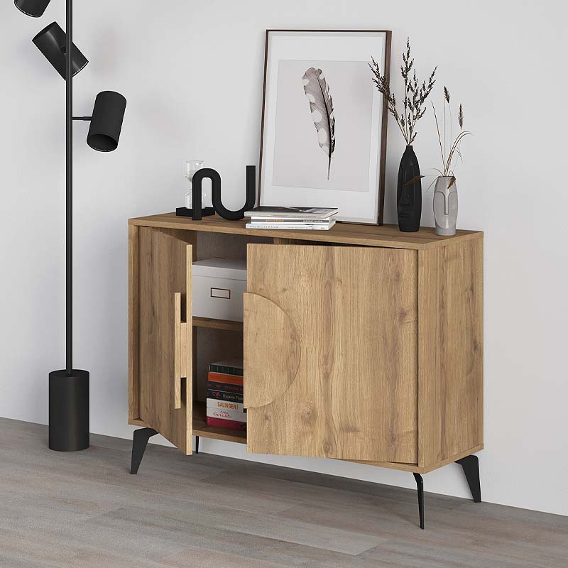 Buffet PARIS in light brown, featuring a sleek design with metal feet and ample storage space.