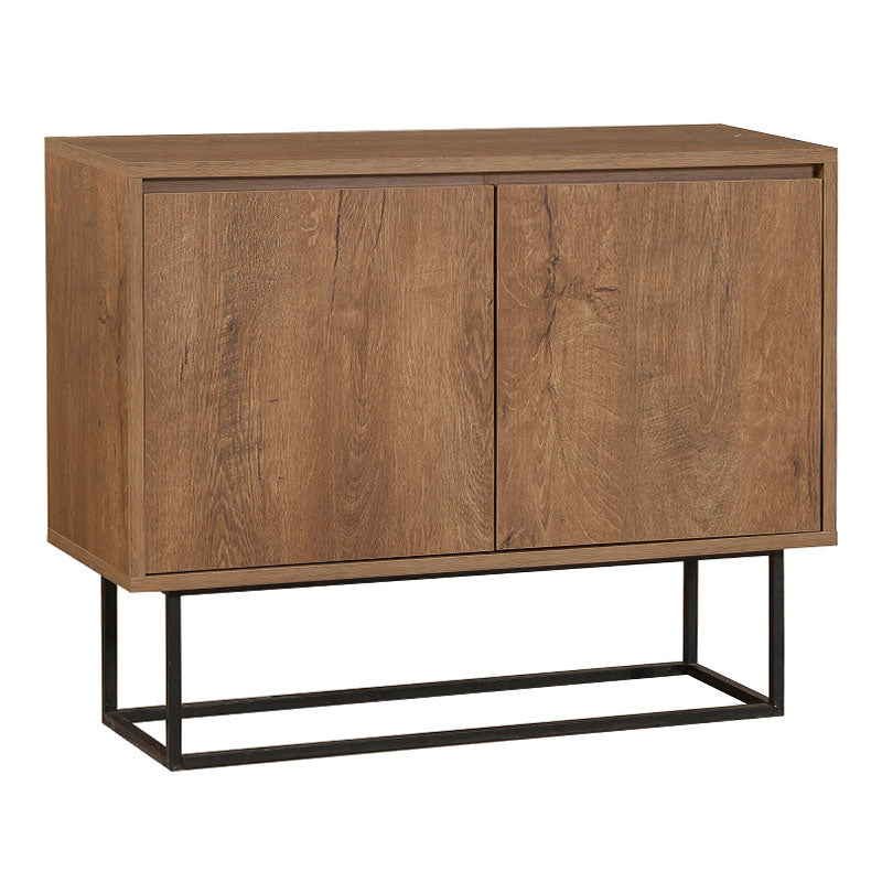 Buffet RAMIREZ in walnut finish, featuring two cabinets and metal legs, measuring 90x36x72 cm.