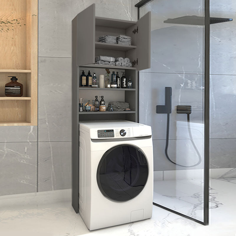 Buffet washing machine ENEA in anthracite color, featuring shelves and a double-leaf cabinet, designed for laundry organization.