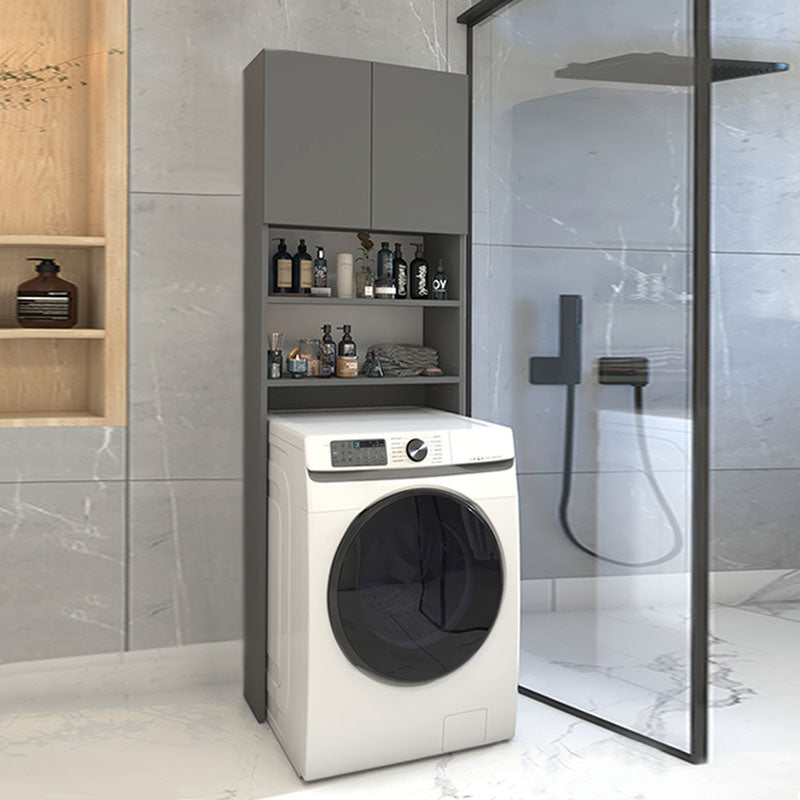 Buffet washing machine ENEA in anthracite color, featuring shelves and a double-leaf cabinet, designed for laundry organization.