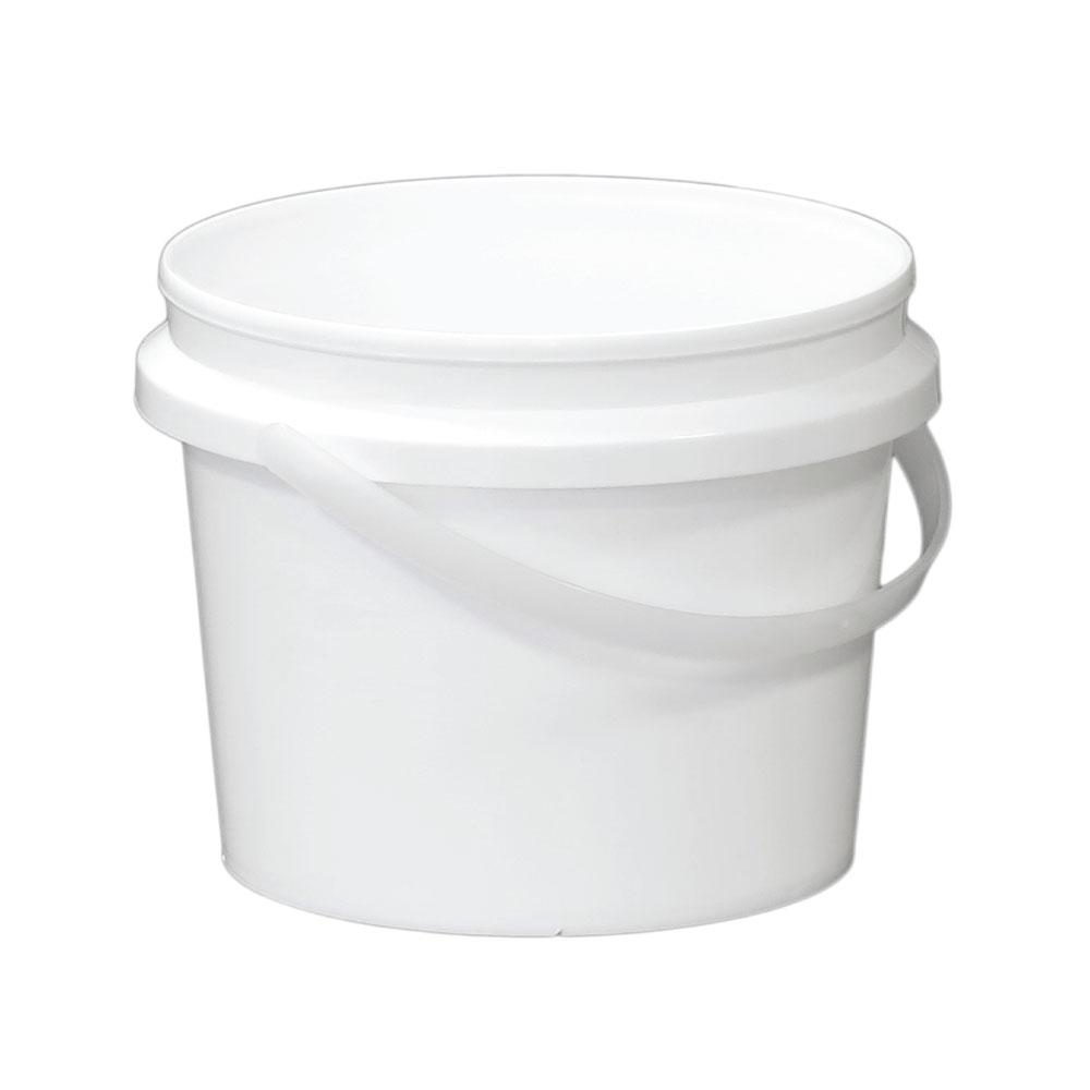 Bulk set of 10 white 5L plastic buckets with lids and handles, ideal for food storage and versatile applications.