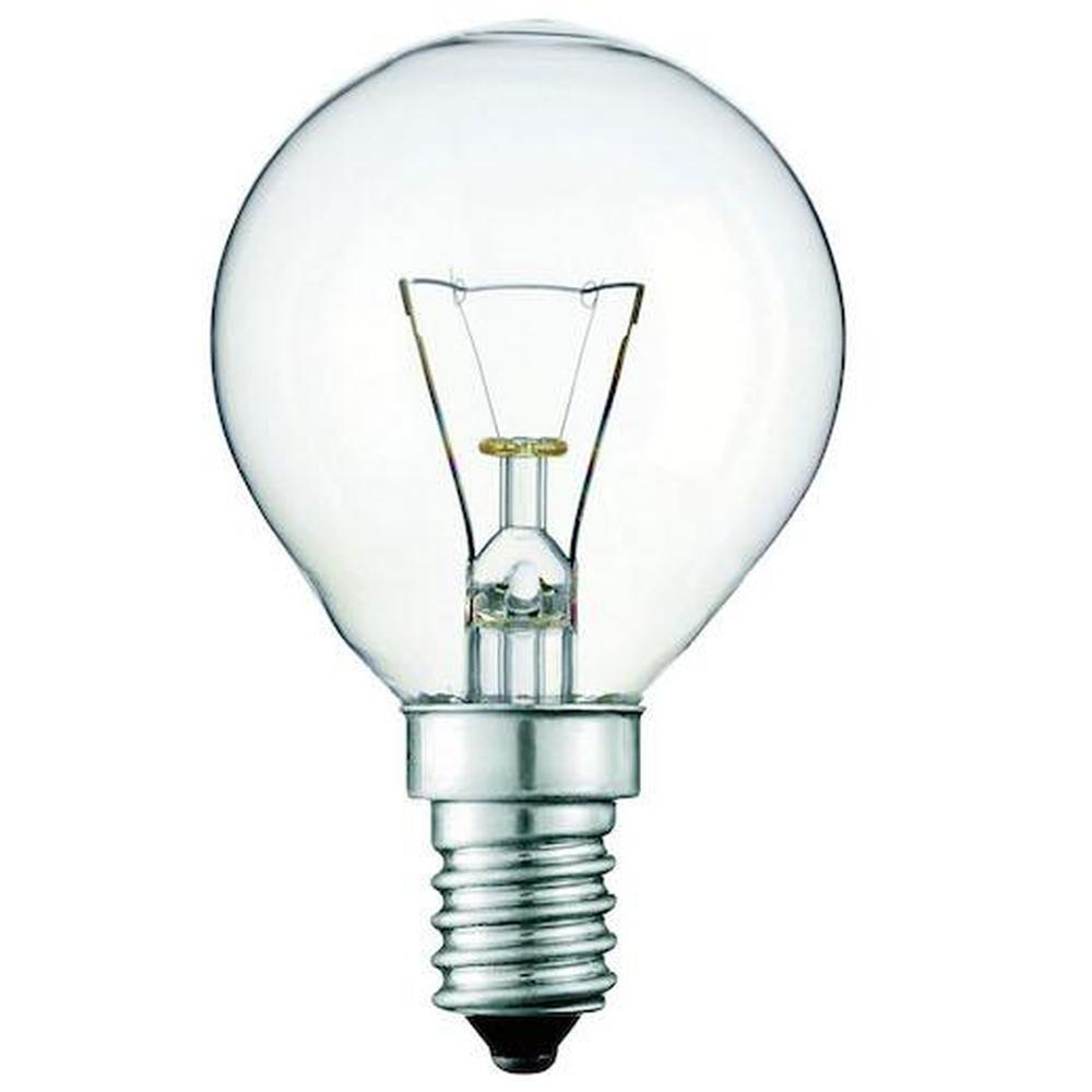 Bulk E14s 40W oven light bulbs in clear round G45 shape, designed for high-temperature appliances.