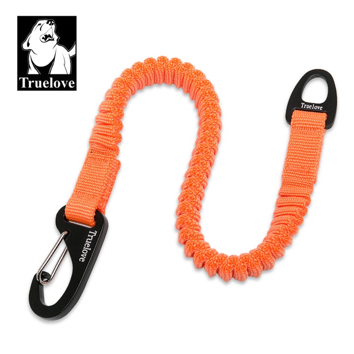 Bungee Extension for Leash in vibrant orange color, designed for comfort and control during dog walks.