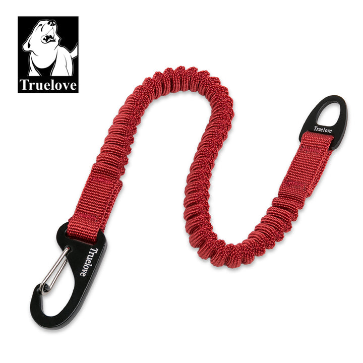 Bungee Extension for Leash in vibrant red color, designed for comfort and control during walks with dogs.