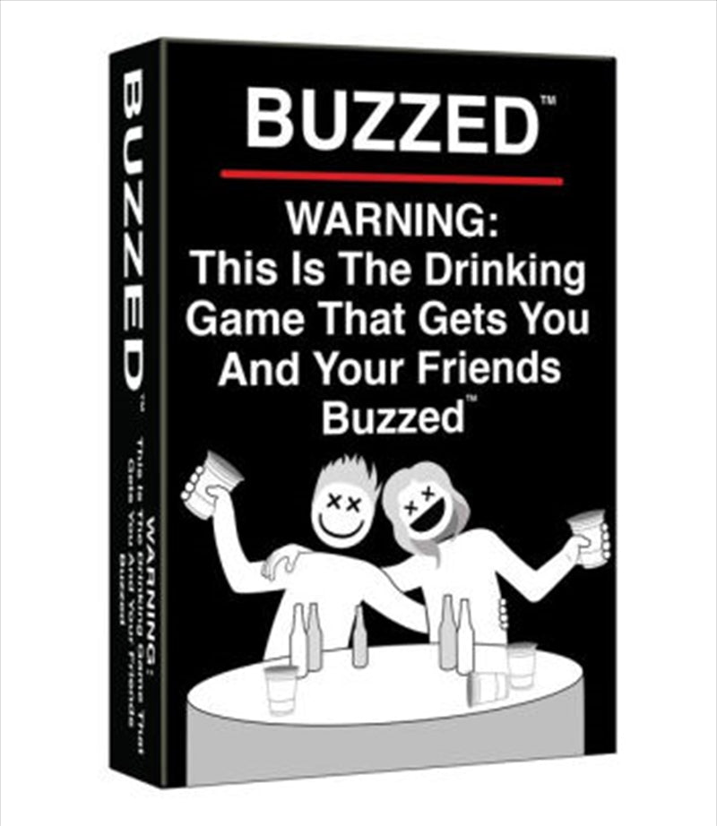 Buzzed Card Game box featuring colorful design and playful graphics, perfect for party entertainment.