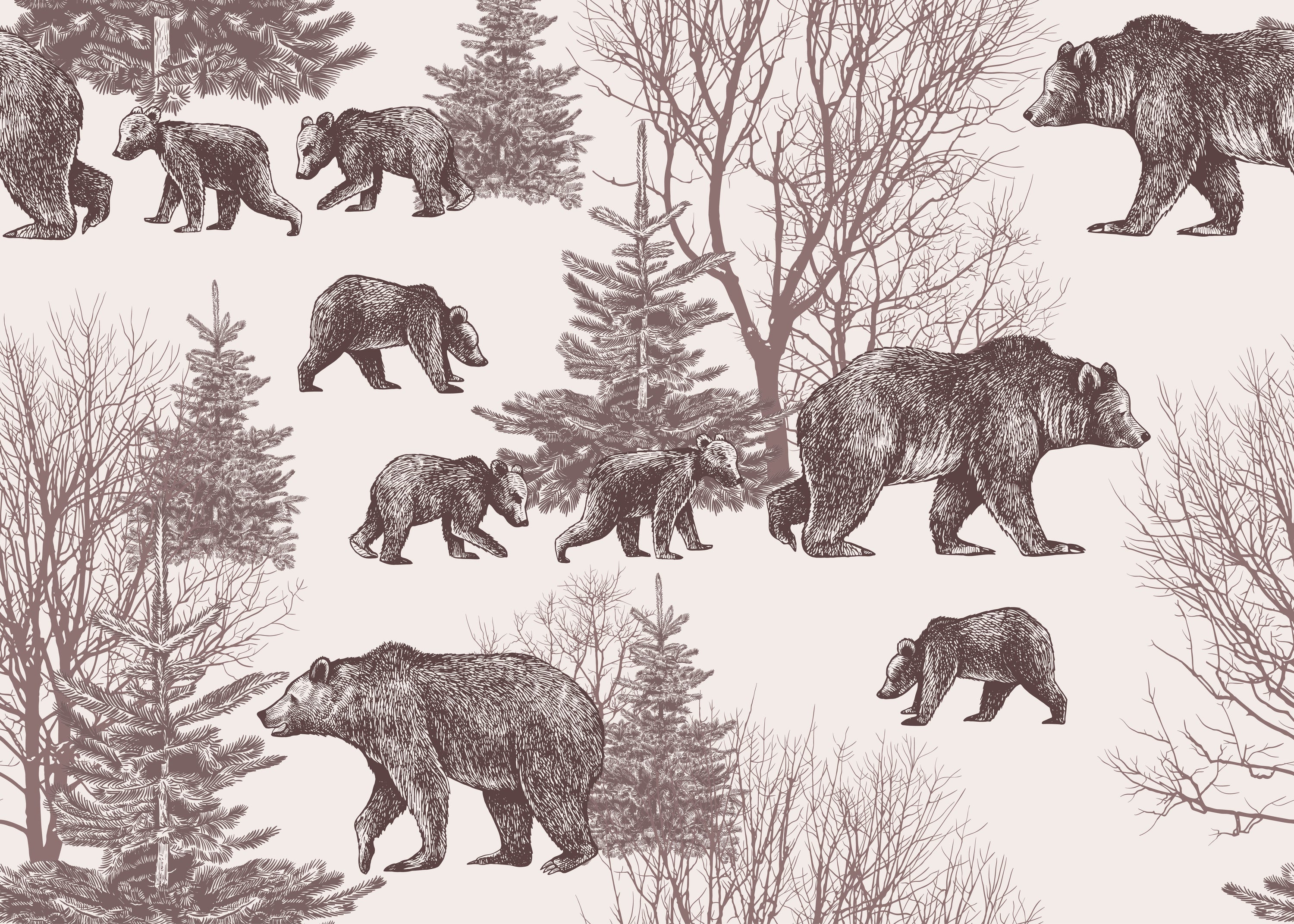 Cabin Bears Wallpaper featuring a modern design with vibrant colors and bold patterns, perfect for home decor.