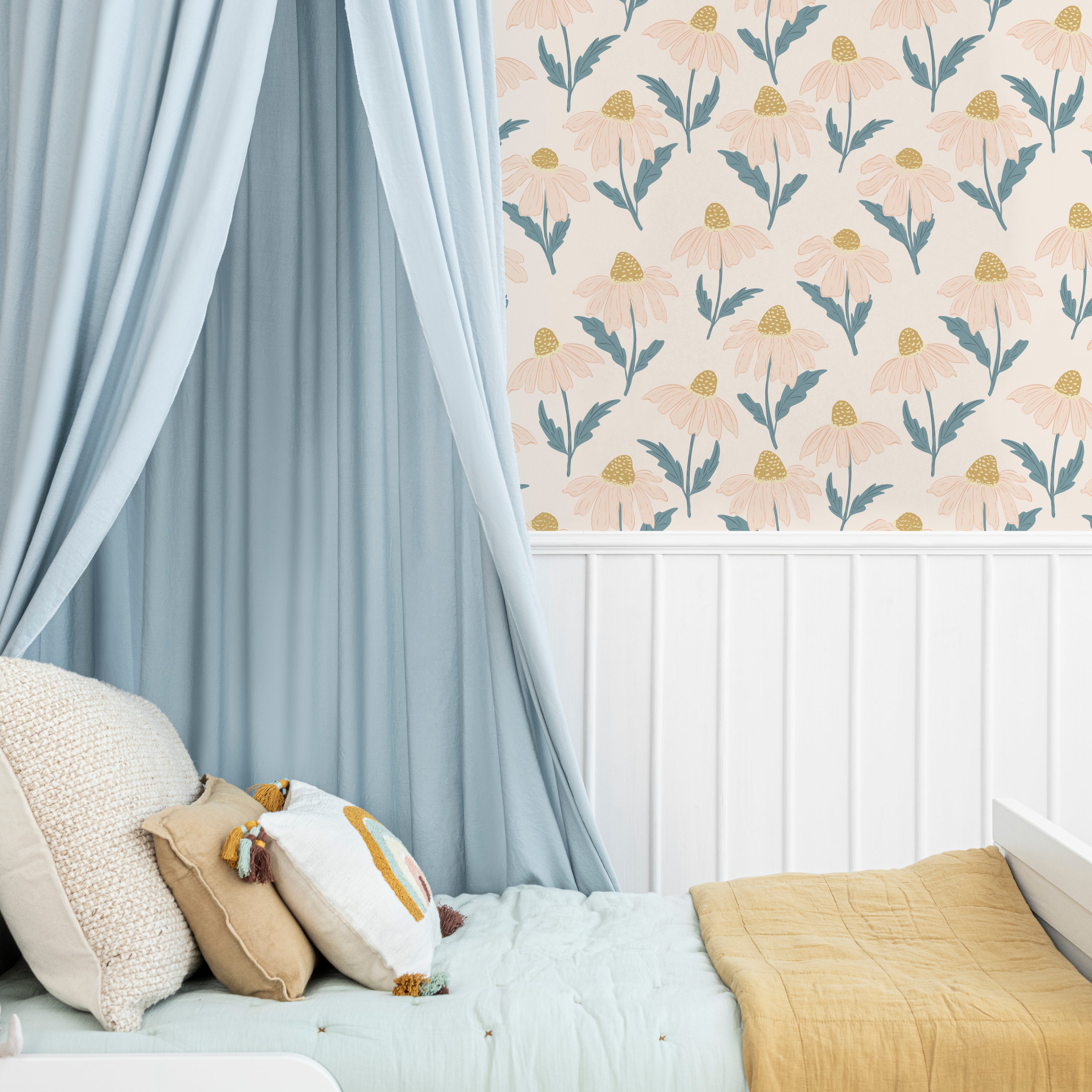 A beautifully designed Calendula Wallpaper featuring vibrant colors and modern patterns, perfect for home decor.