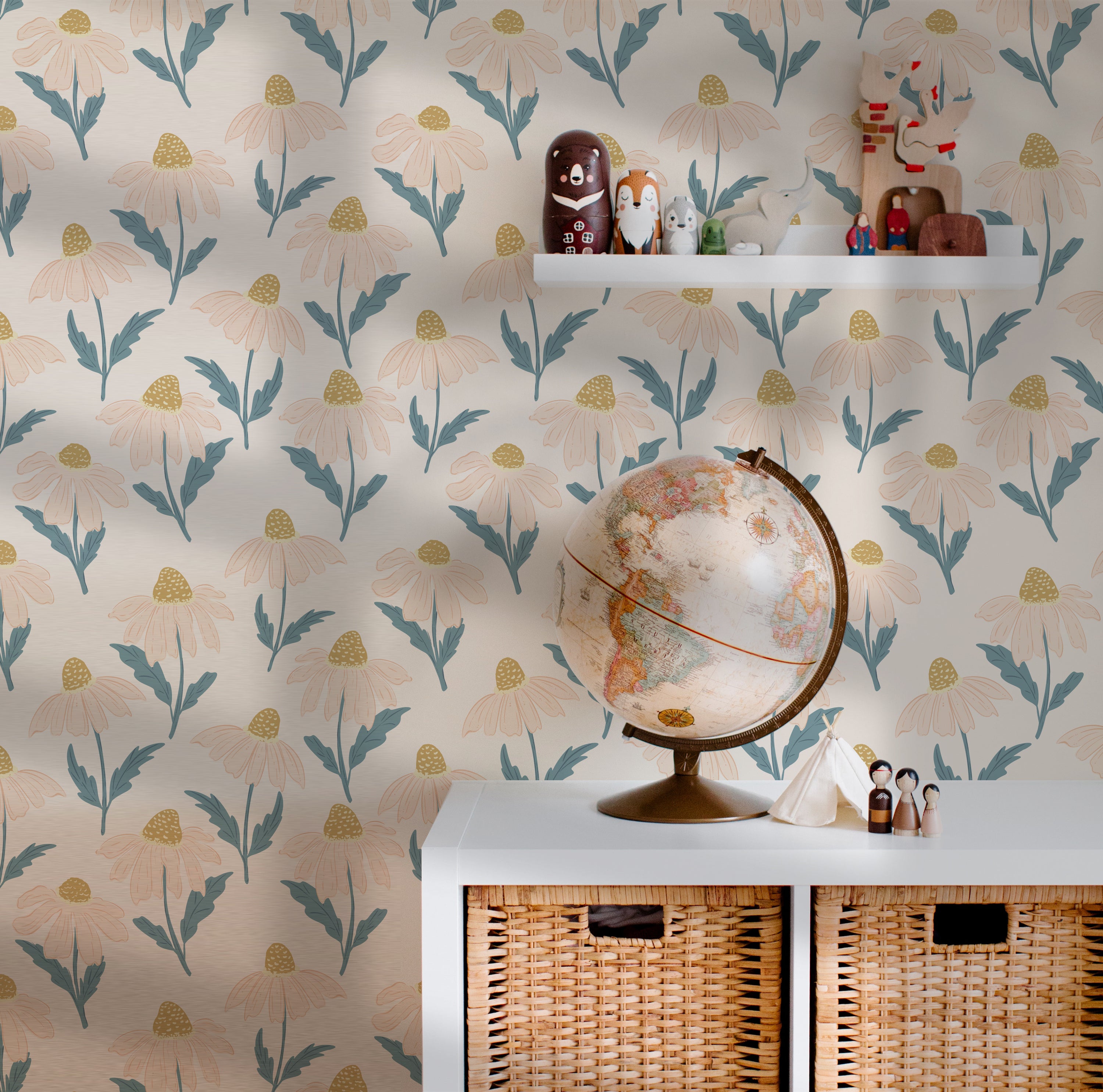 A beautifully designed Calendula Wallpaper featuring vibrant colors and modern patterns, perfect for home decor.